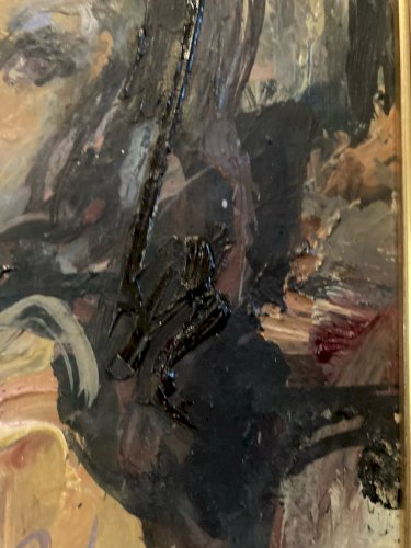 Peinture Huile Bois 1960 Jeune portrait femme Gérard PAMBOUJIAN Art