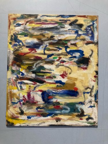 Peinture Huile Bois  Art Abstrait 1990 Expressionnisme Abstraction