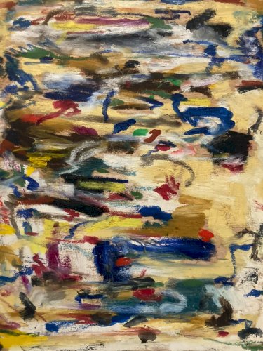 Peinture Huile Bois  Art Abstrait 1990 Expressionnisme Abstraction