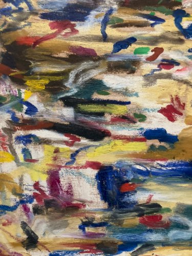 Peinture Huile Bois  Art Abstrait 1990 Expressionnisme Abstraction