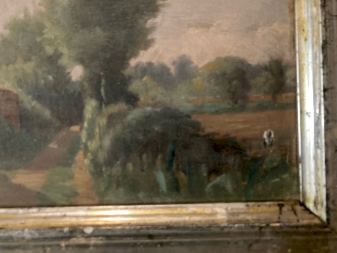 Peinture Huile Bois  École Provençale Âne Animal XIXe 1880 A Identifier