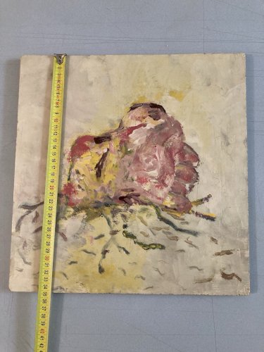 Peinture Huile Bois Marie Magescas Art Abstrait 1993 Expressionnisme