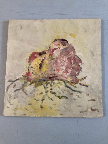 Peinture Huile Bois Marie Magescas Art Abstrait 1993 Expressionnisme