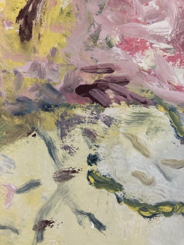 Peinture Huile Bois Marie Magescas Art Abstrait 1993 Expressionnisme