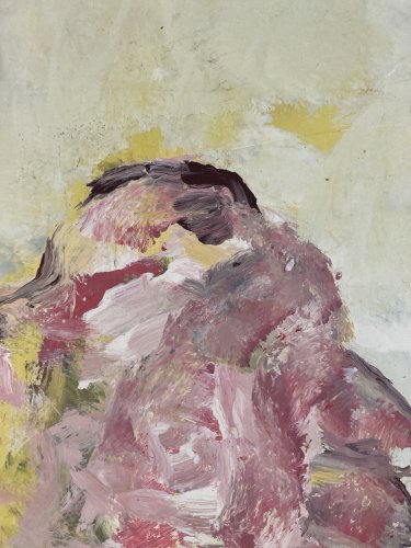 Peinture Huile Bois Marie Magescas Art Abstrait 1993 Expressionnisme