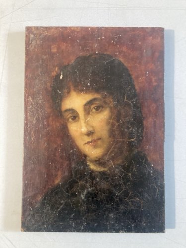 Peinture Huile Bois Portrait XIXe Femme Buste Art 1850 A Identifier Ancien