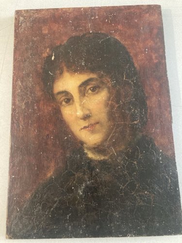 Peinture Huile Bois Portrait XIXe Femme Buste Art 1850 A Identifier Ancien