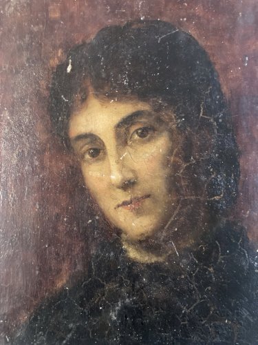 Peinture Huile Bois Portrait XIXe Femme Buste Art 1850 A Identifier Ancien
