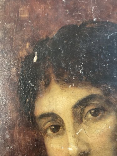 Peinture Huile Bois Portrait XIXe Femme Buste Art 1850 A Identifier Ancien