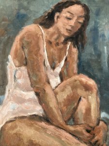 Peinture Huile Carton 1960 Portrait Femme Expressionniste Expressionnisme