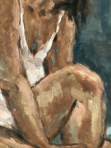 Peinture Huile Carton 1960 Portrait Femme Expressionniste Expressionnisme