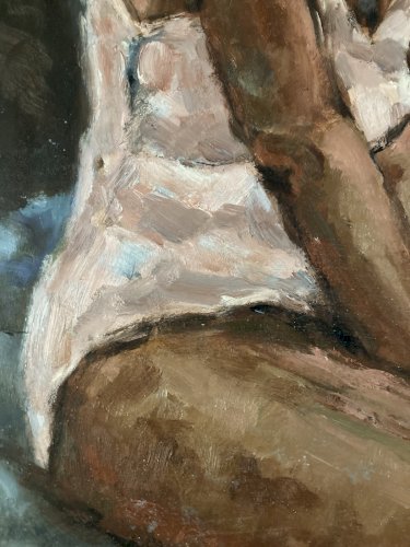 Peinture Huile Carton 1960 Portrait Femme Expressionniste Expressionnisme