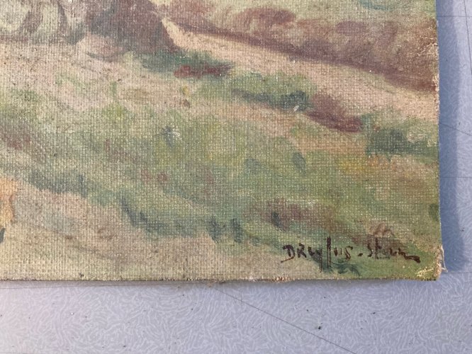 Peinture Huile carton Jean DREYFUS STERN Paysage Post Impressionniste Art