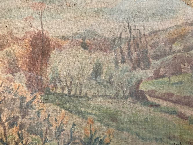Peinture Huile carton Jean DREYFUS STERN Paysage Post Impressionniste Art