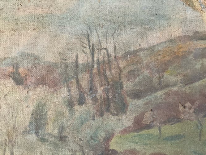 Peinture Huile carton Jean DREYFUS STERN Paysage Post Impressionniste Art