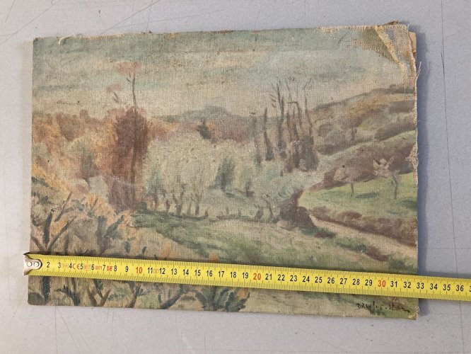 Peinture Huile carton Jean DREYFUS STERN Paysage Post Impressionniste Art