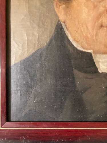 Peinture Huile Carton Portrait XIXe Homme Buste 1850 A Identifier Ancien