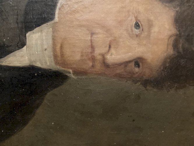 Peinture Huile Carton Portrait XIXe Homme Buste 1850 A Identifier Ancien