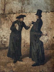 Oil Painting Cardboard Portrait 19th Century Man Priest 1880 To Identify Antique