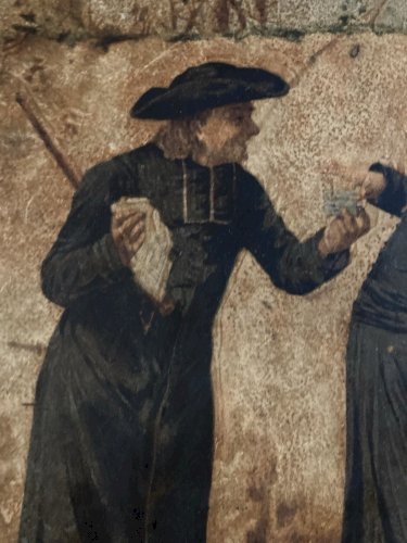 Peinture Huile Carton Portrait XIXe Homme Prêtre 1880 A Identifier Ancien