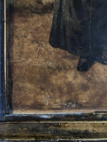 Peinture Huile Carton Portrait XIXe Homme Prêtre 1880 A Identifier Ancien