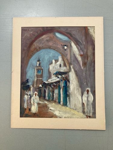 Peinture Huile Carton Tahia Turki Orientaliste Orientalisme Tunisie Art Painting