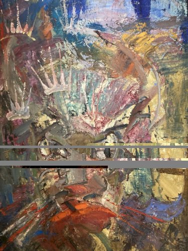 Peinture Huile Félin Tigre Painting 1960 Expressionniste Expressionnisme Art Old