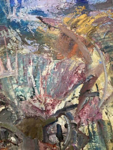Peinture Huile Félin Tigre Painting 1960 Expressionniste Expressionnisme Art Old