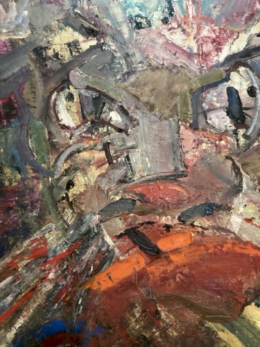 Peinture Huile Félin Tigre Painting 1960 Expressionniste Expressionnisme Art Old