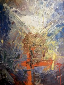 Peinture Huile Homme portrait Painting 1960 Expressionniste Expressionnisme Art