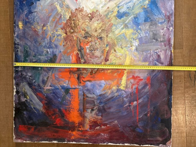 Peinture Huile Homme portrait Painting 1960 Expressionniste Expressionnisme Art