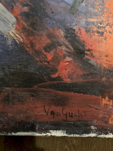 Peinture Huile Homme portrait Painting 1960 Expressionniste Expressionnisme Art