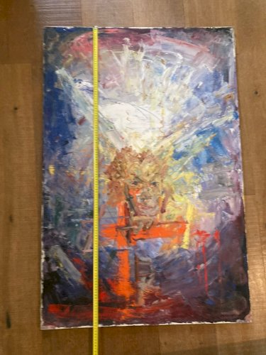 Peinture Huile Homme portrait Painting 1960 Expressionniste Expressionnisme Art