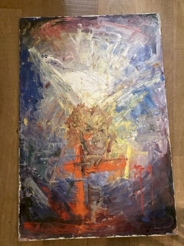 Peinture Huile Homme portrait Painting 1960 Expressionniste Expressionnisme Art