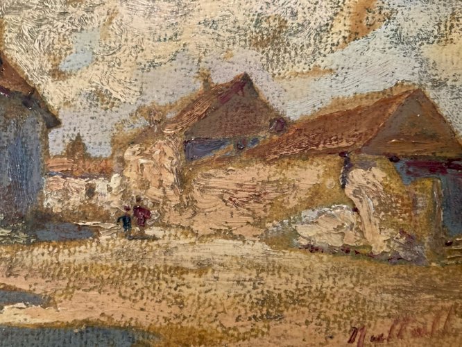 Peinture Huile Panneau 1900 Paysage Le Havre ? Expressionniste Expressionnisme