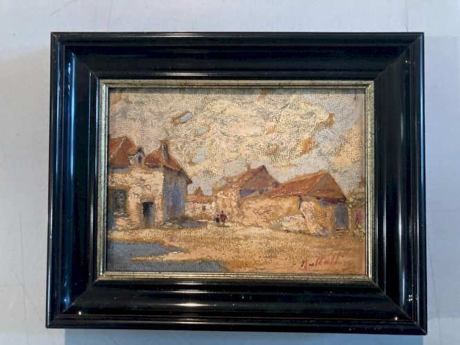 Peinture Huile Panneau 1900 Paysage Le Havre ? Expressionniste Expressionnisme
