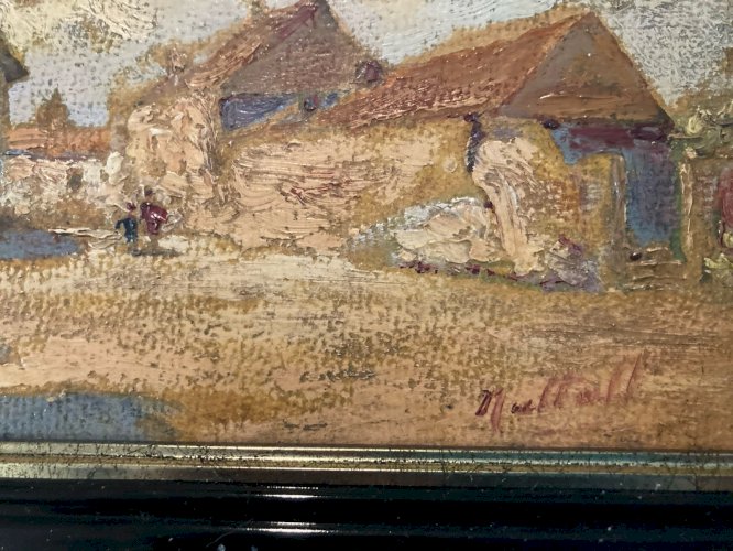 Peinture Huile Panneau 1900 Paysage Le Havre ? Expressionniste Expressionnisme