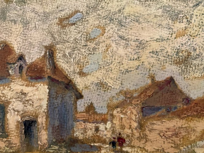 Peinture Huile Panneau 1900 Paysage Le Havre ? Expressionniste Expressionnisme