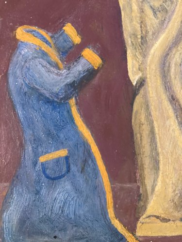 Peinture Huile Panneau Art Brut 1954 Salon Des Indépendants Naif Regnier Ancien