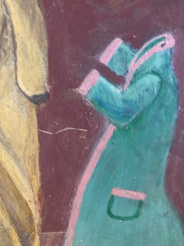 Peinture Huile Panneau Art Brut 1954 Salon Des Indépendants Naif Regnier Ancien