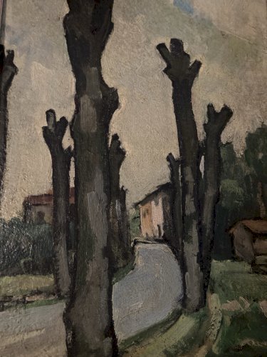 peinture huile panneau bois 1920 paysage Fauve Fauvisme Painting Ancien Art Old