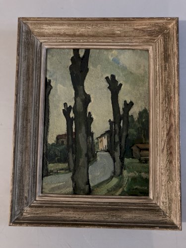 peinture huile panneau bois 1920 paysage Fauve Fauvisme Painting Ancien Art Old