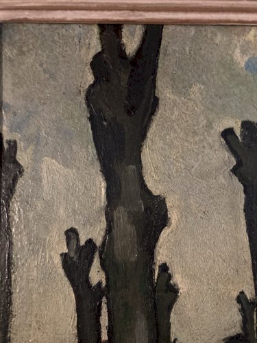 peinture huile panneau bois 1920 paysage Fauve Fauvisme Painting Ancien Art Old