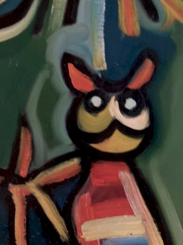 peinture huile panneau Bois Expressionnisme Fauve Expressionniste 1950 Art Brut