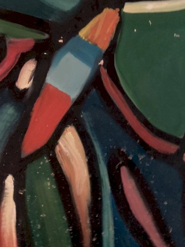 peinture huile panneau Bois Expressionnisme Fauve Expressionniste 1950 Art Brut