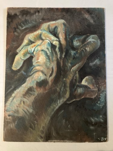 peinture huile panneau Bois Expressionnisme Fauve Expressionniste 1950 Main Art