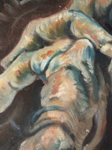 peinture huile panneau Bois Expressionnisme Fauve Expressionniste 1950 Main Art