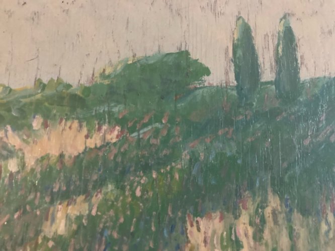 peinture huile panneau bois pointillisme Pointilliste Impressionniste Art