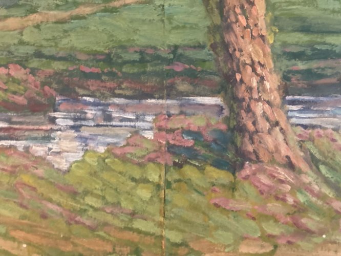 peinture huile panneau bois pointillisme Pointilliste Impressionniste Art