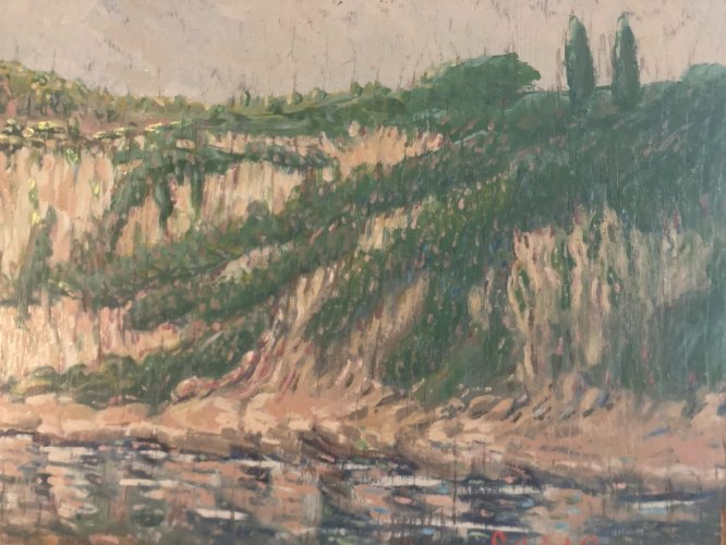 peinture huile panneau bois pointillisme Pointilliste Impressionniste Art